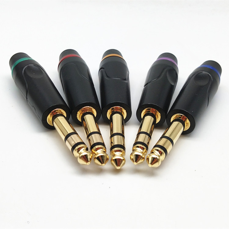 镀金 焊接6.35双声道插头 6.5大三芯音频插头话筒插头 麦克风插头