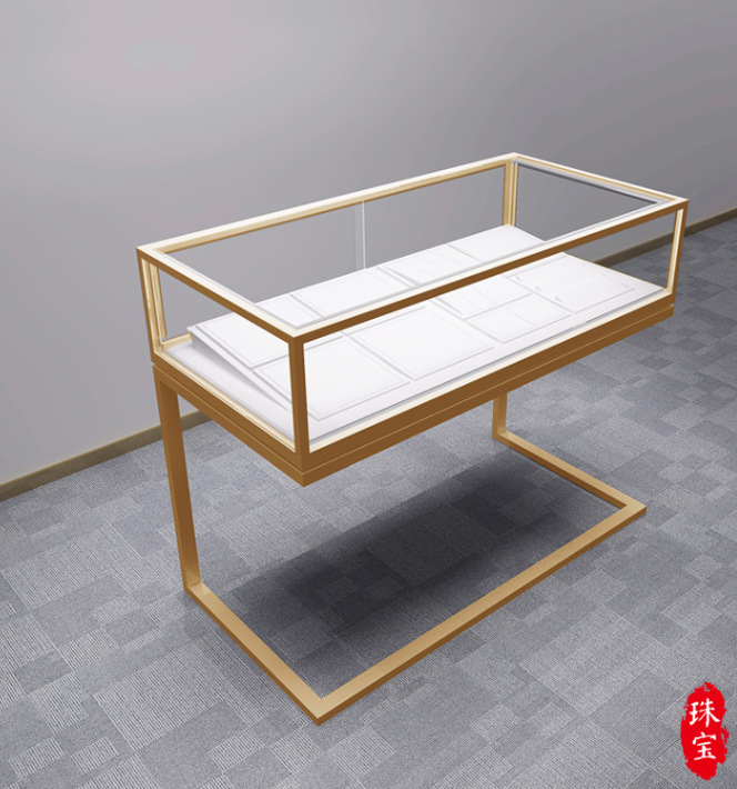 2020新款u型玻璃珠宝展示柜饰品店铺陈列柜台博物馆展览柜子定做