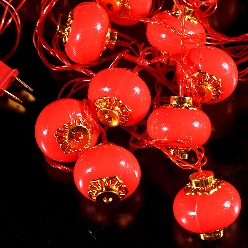 灯笼春节小灯笼串喜庆大红灯笼小红灯笼户外圣诞树发光led灯笼串