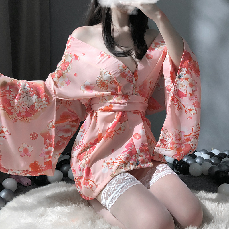 情趣内衣女性感诱惑和服雪纺日式印花制服角色扮演套装一件代发
