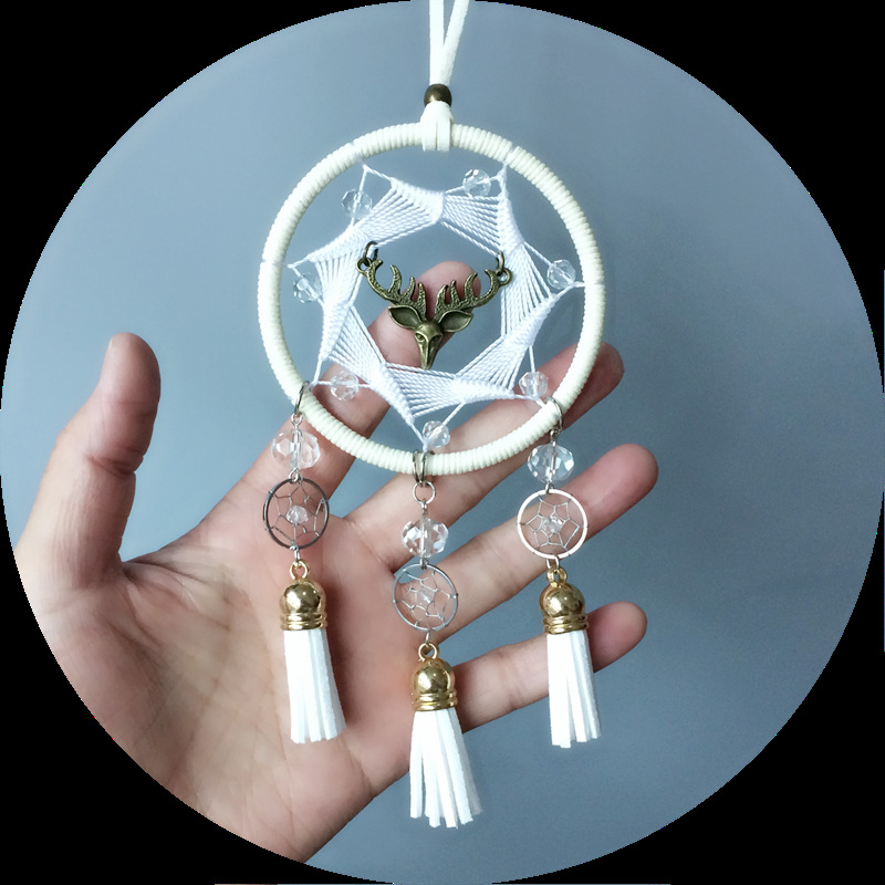 ins车挂捕梦网汽车挂件扑铺朴梦网手工七芒星挂件流苏车挂