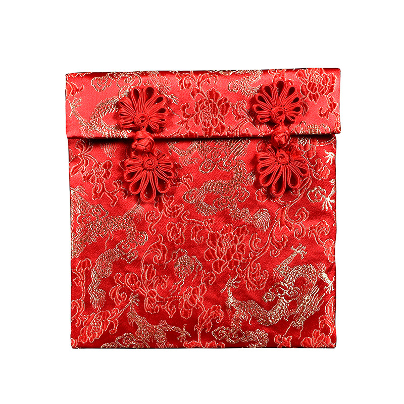 Spot Satin Fabric Red Envelope Chinese Jacquard Tassel Ten Thousand Yuan Big Red Packet Wedding Supplies Wedding Red Packet Wholesale