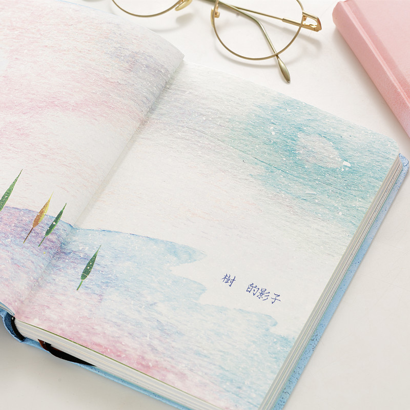 韩国彩页笔记本插画创意小清新本子日记本手账本手绘少女心手帐本