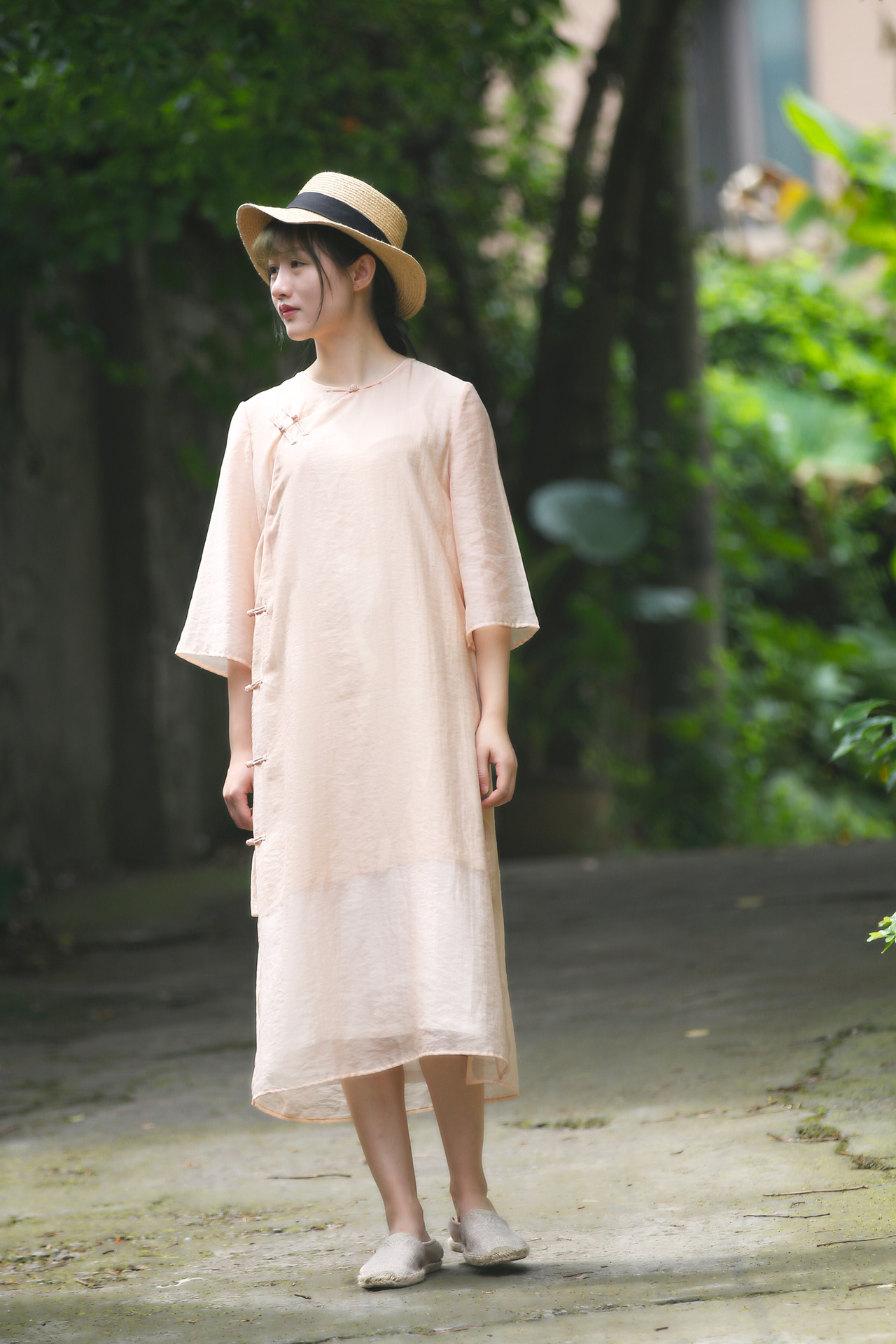 棉麻女装2020夏季新款中式改良盘扣天丝连衣裙长裙仙20525