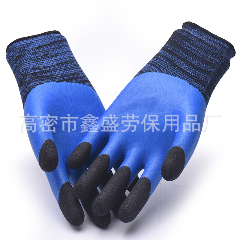 Sapphire Blue the King of Breathable Reinforced Finger Wear-Resistant Non-Slip Labor Gloves Construction Site Protection Worker Gloves Wholesale