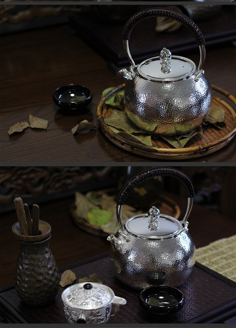 锤痕银器 银壶足银999日式手工家用烧水壶茶具足银茶壶定制茶壶