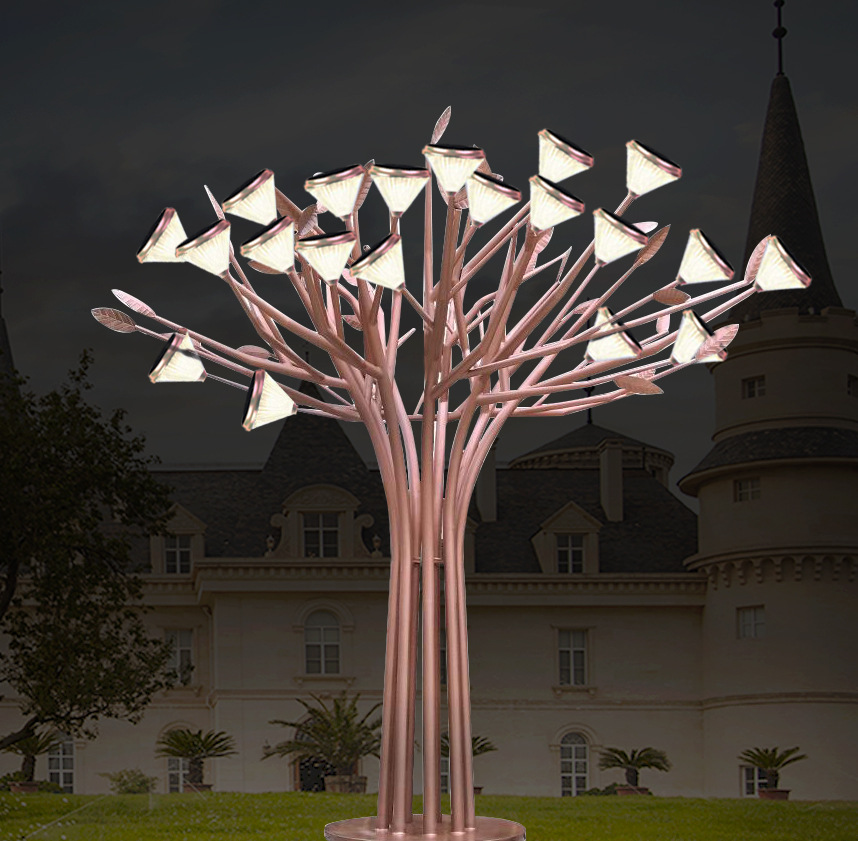 街道公园景观自然造形多功能太阳能叶子景观树叶子灯