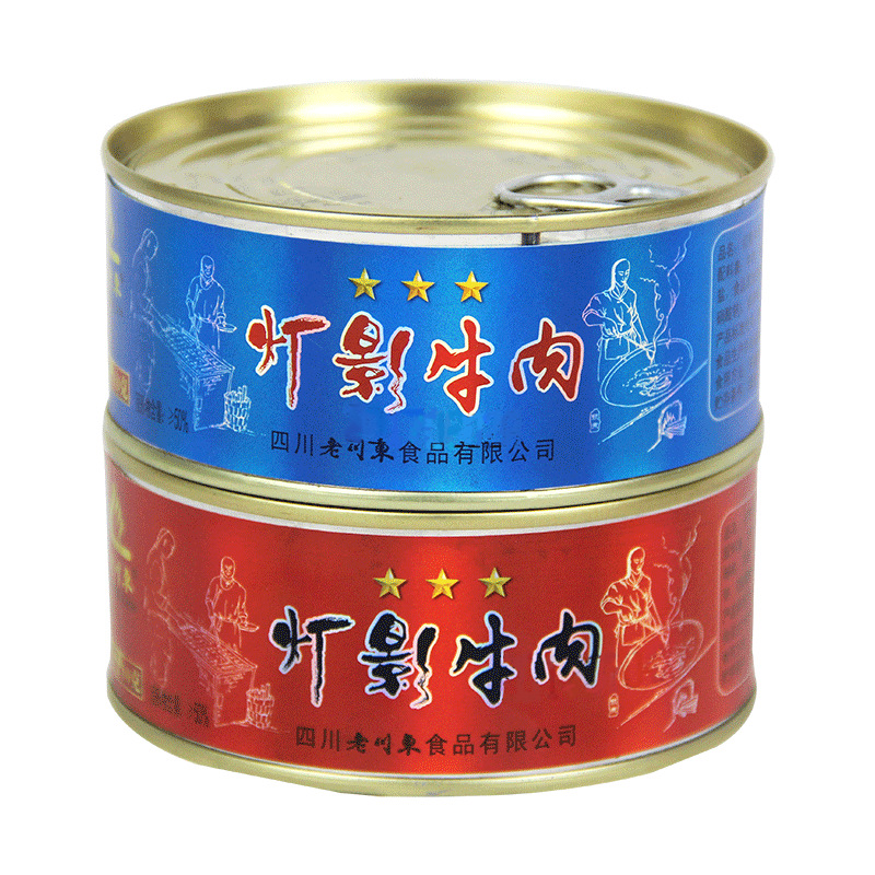 老川东灯影牛肉片80g铁罐装麻辣五香灯影牛肉丝罐头四川成都特产