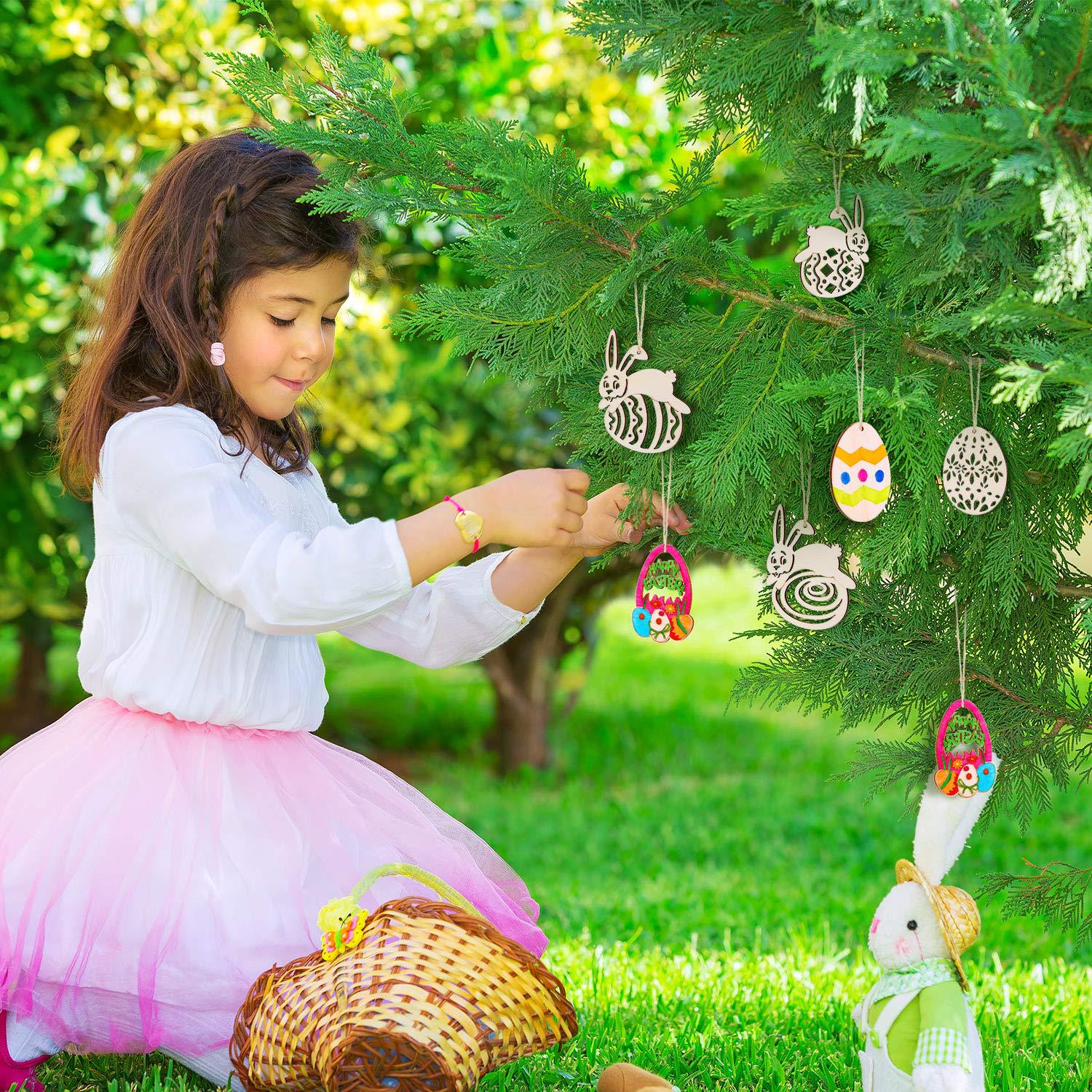 供应木制白胚复活节主题挂件,diy上色复活节挂饰(尺寸10x10cm)