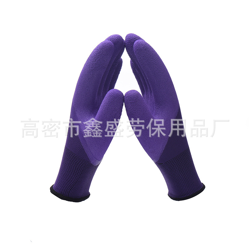 Foam King Non-Slip Wear-Resistant Construction Site Labor-Protection Gloves Men's Semi-Hanging Latex Dipping Silicone Glove Factory Wholesale