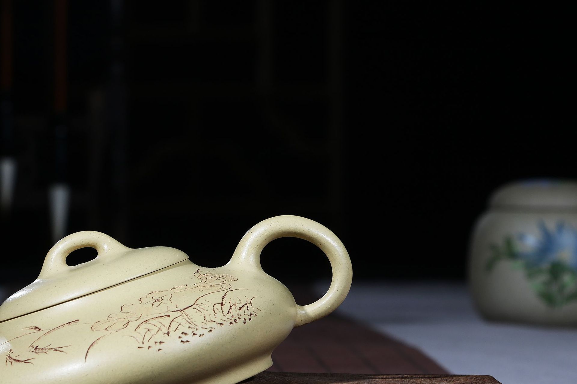 本山绿泥扁腹宜兴紫砂壶全手工刻画刻字厂家跨境代购一件代发批发