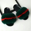 Fox slipper summer leather and fur Fox Word tow Fox slipper summer leather and fur Fox Word tow