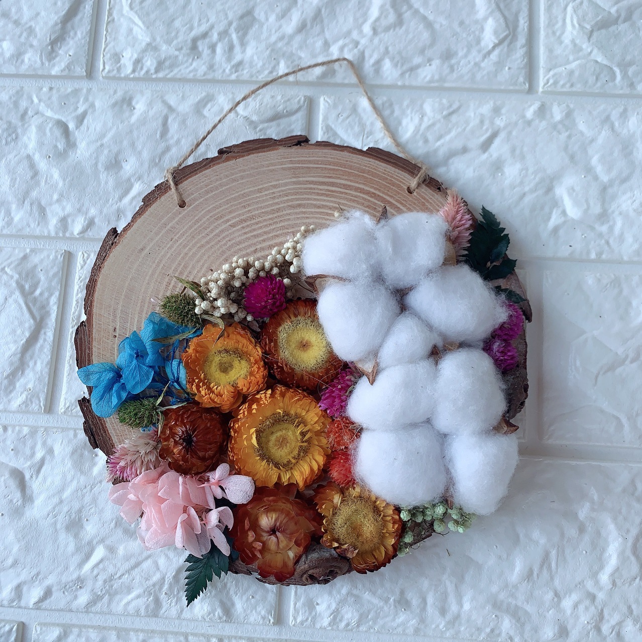 创意干花年轮木片 diy创意手工制作材料包 暖场活动各种活动专用