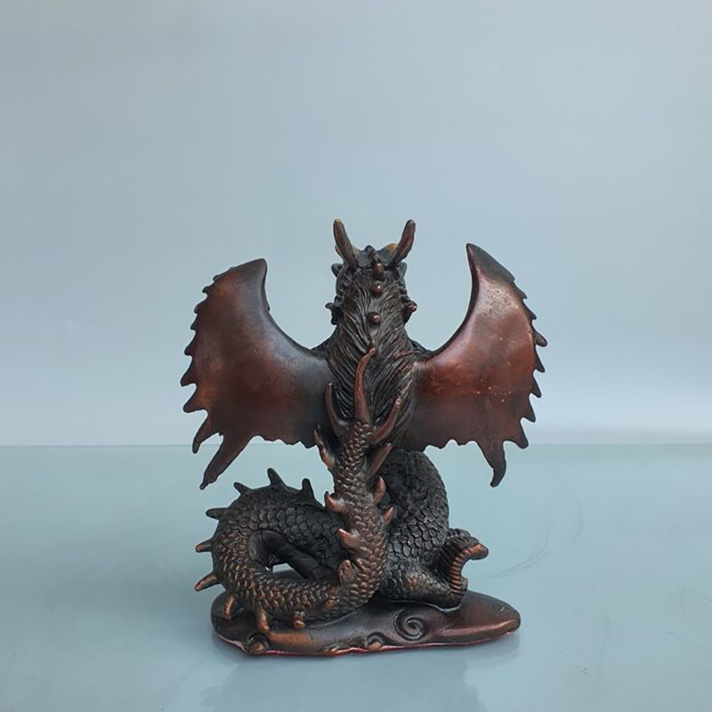 紫铜色生肖龙家居摆件飞龙铜龙客厅装饰摆设