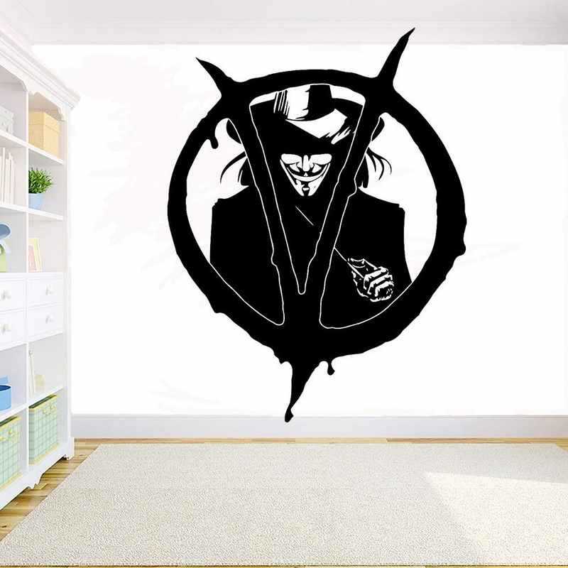 v字复仇队logo图案创意精雕墙贴艺术家居墙贴画-阿里巴巴