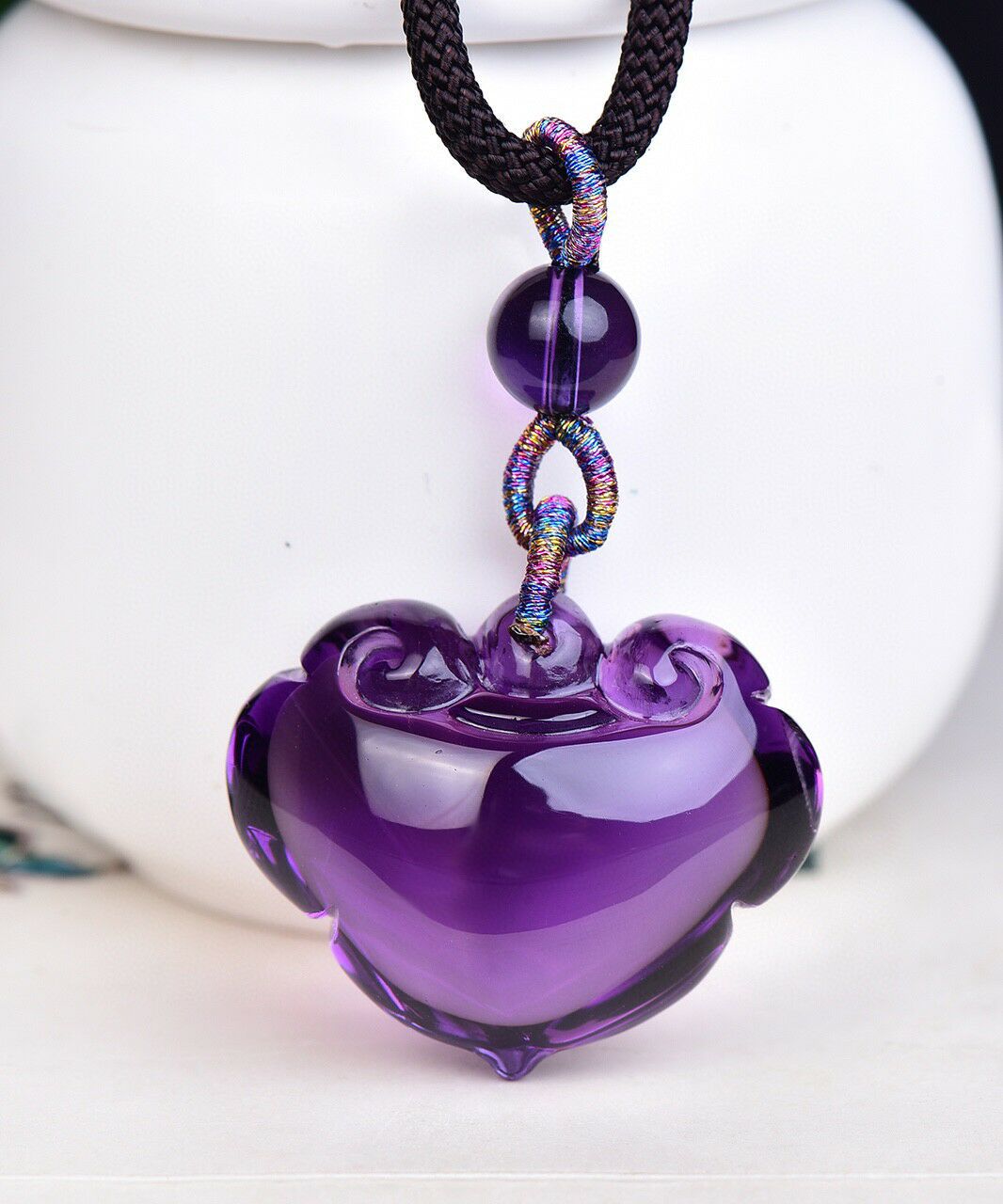 丹利水晶 紫水晶吊坠 紫水晶雕刻葫芦吊坠