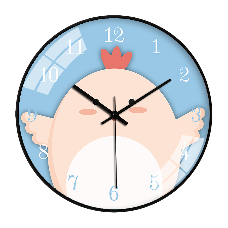 12英寸30cm可爱简约时尚时钟表 创意卡通动物儿童房装饰静音挂钟