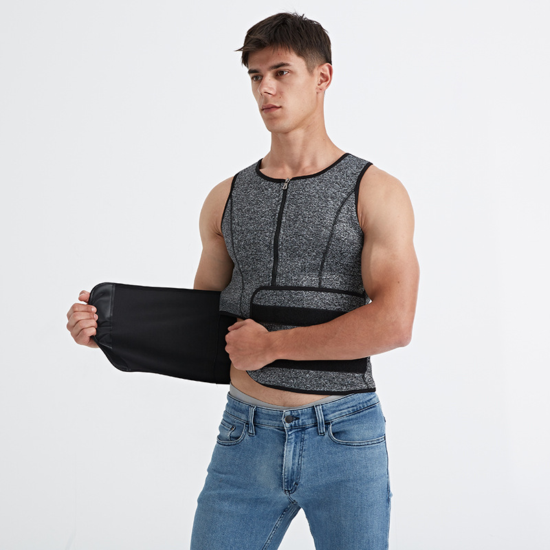 Factory Direct Supply Men's Sports Body Corset Neoprene Waist Girdling Belly Contraction Vest Burst into Sweat Fitness Corset