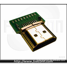 厂家直营HDMI连接器：HDMI 19P M 焊线(带PCB板)