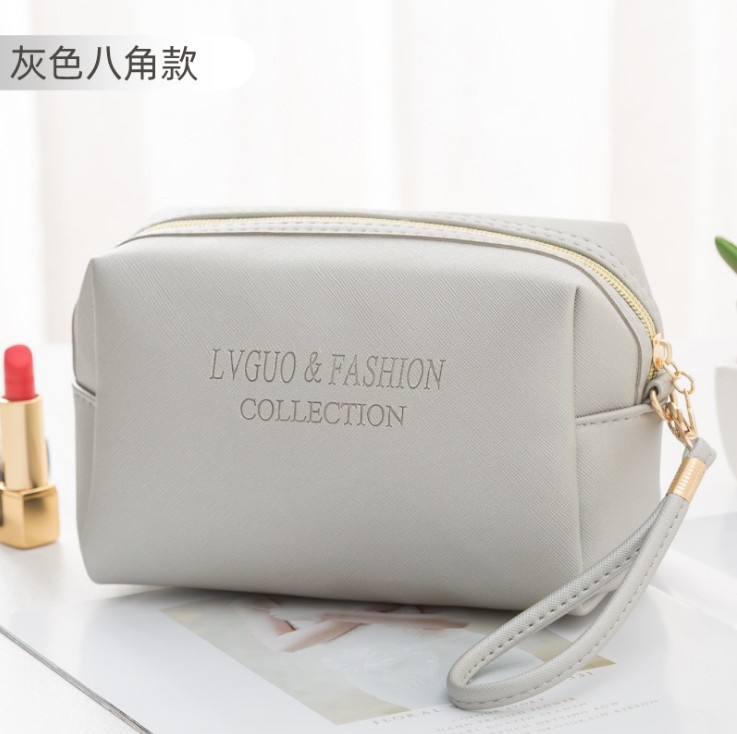 Factory Wholesale Korean New Cross Pattern PU Leather Cosmetic Bag Travel Storage Cosmetic Bag Set Logo