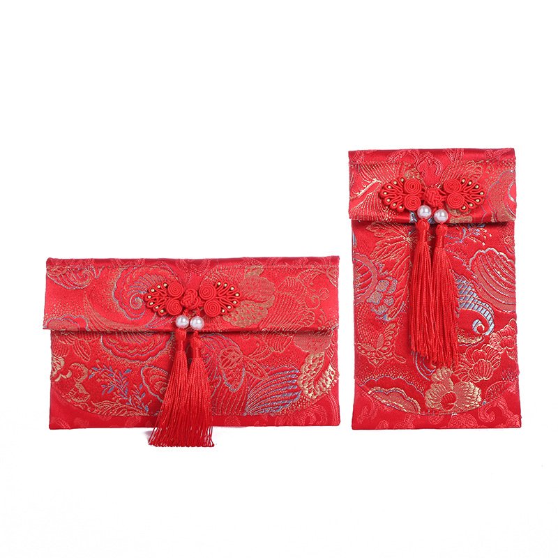 Creative Gift Li Wei Seal Modified Bag Cash Gift Bag Festive Red Envelop Containing 10,000 Yuan Wedding Characteristic Fabric Satin Bride Price Bag