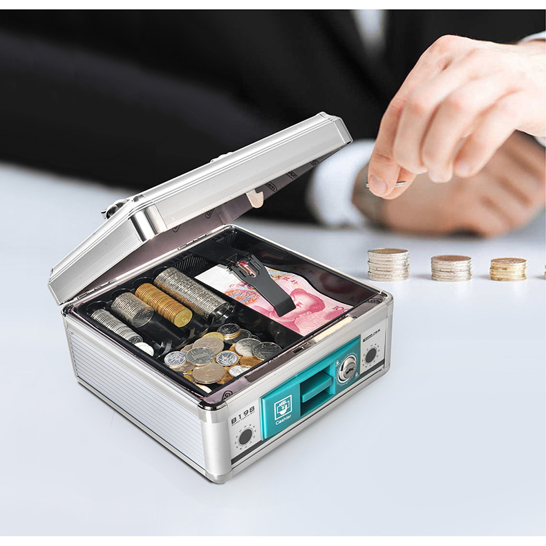 金隆兴b398收钱箱带锁便携式铝合金零钱纸币证件保管箱厂家批发