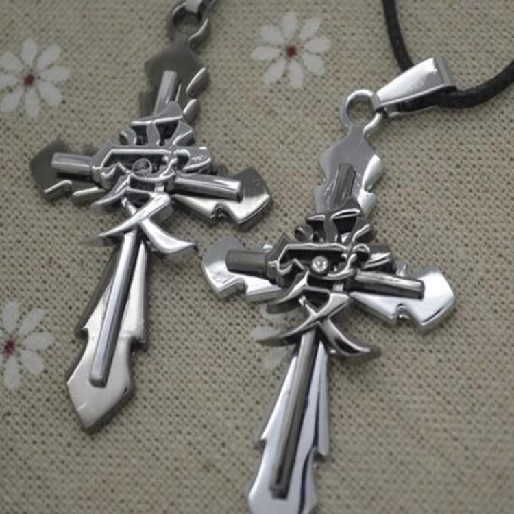 北京爱情故事个性情侣项链 爱字男女十字架吊坠