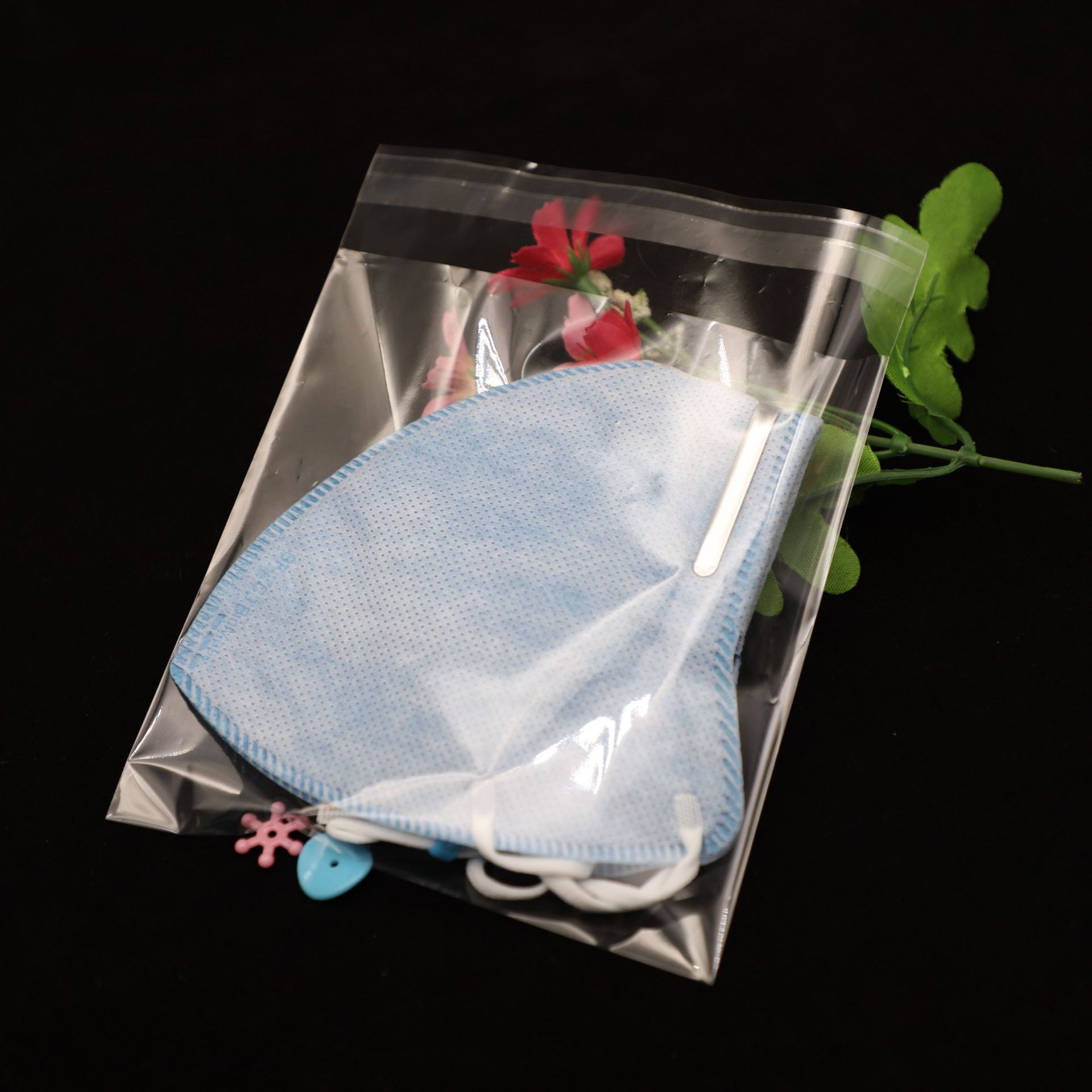 东莞胶袋厂定做一次性口罩袋50装 印刷英文kn95袋子透明免热封袋