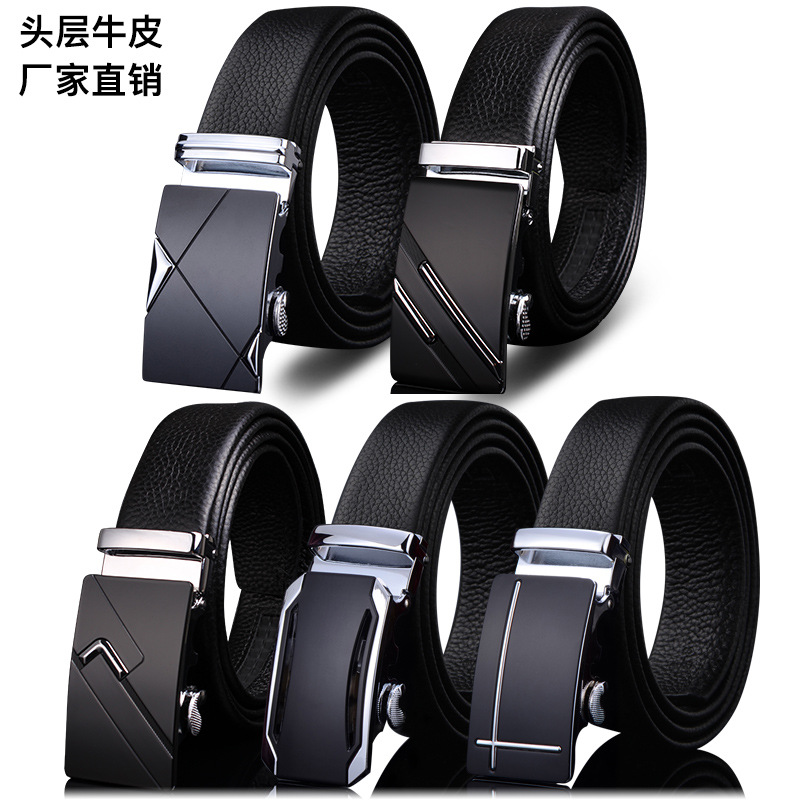 First Layer Cow Leather Belt Men's Wholesale High-End Automatic Leather Buckle Men's Belt Men's Casual Business Pant Belt