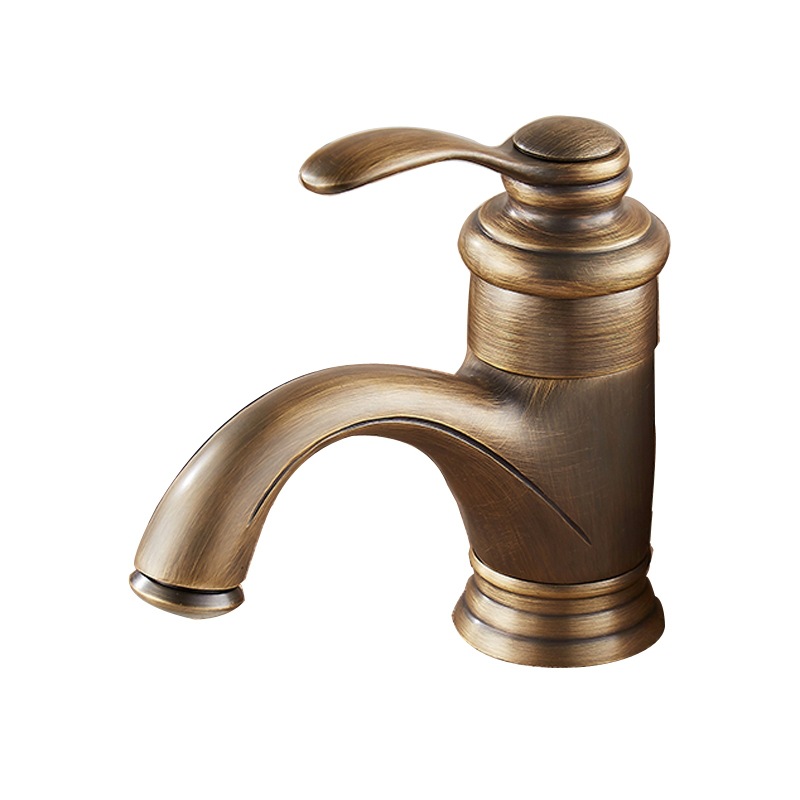 古韵复古美式仿古水龙头冷热青古铜色纯铜欧式浴室柜台下面盆龙头
