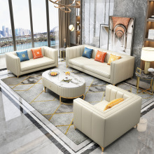 轻奢后现代家居样板间美式皮沙发欧式简约小户型沙发真皮沙发