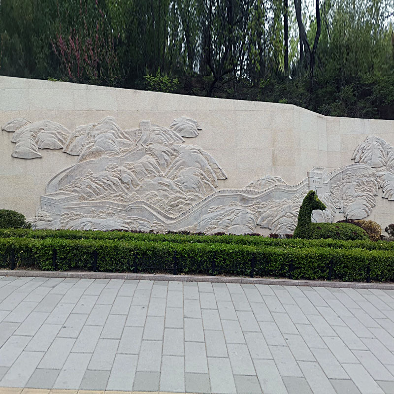 石雕人物风景浮雕壁画大型景观花岗岩长城浮雕庭院影壁墙厂家定制