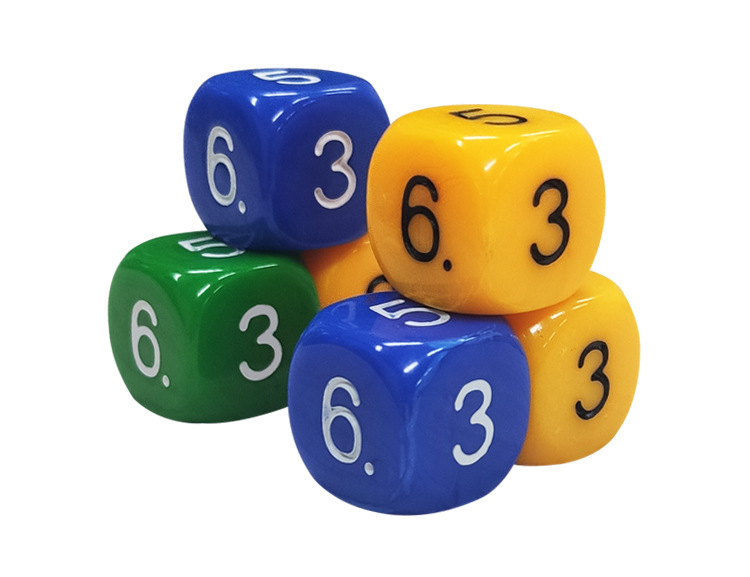 新款实色骰子 16mm彩色数字骰子 ktv酒吧用品色子 外贸定制骰子