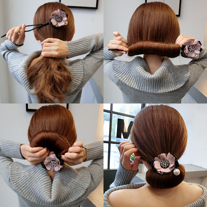 盘发神器韩国丸子头水钻卷发造型器百变懒人发带花苞头蓬松发饰女