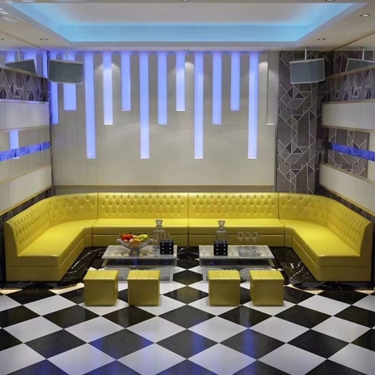 ktv沙发定制酒吧西餐厅歌厅包厢皮布沙发组合u型l型拉扣卡座昆明