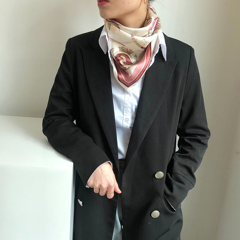 经典海航春季新品真丝丝巾方巾气质百搭配西装70cm丝绸桑蚕丝围巾