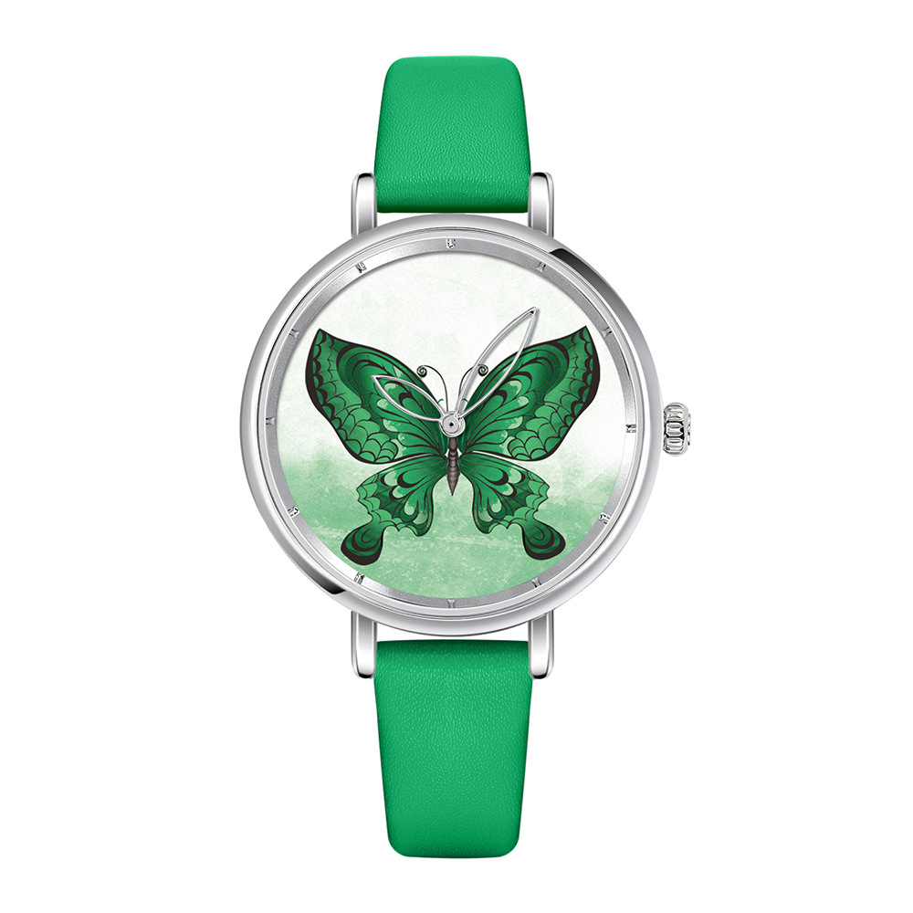 抖音爆款防水女士手表夜光蝴蝶表盘石英女表简约女学生腕表批发