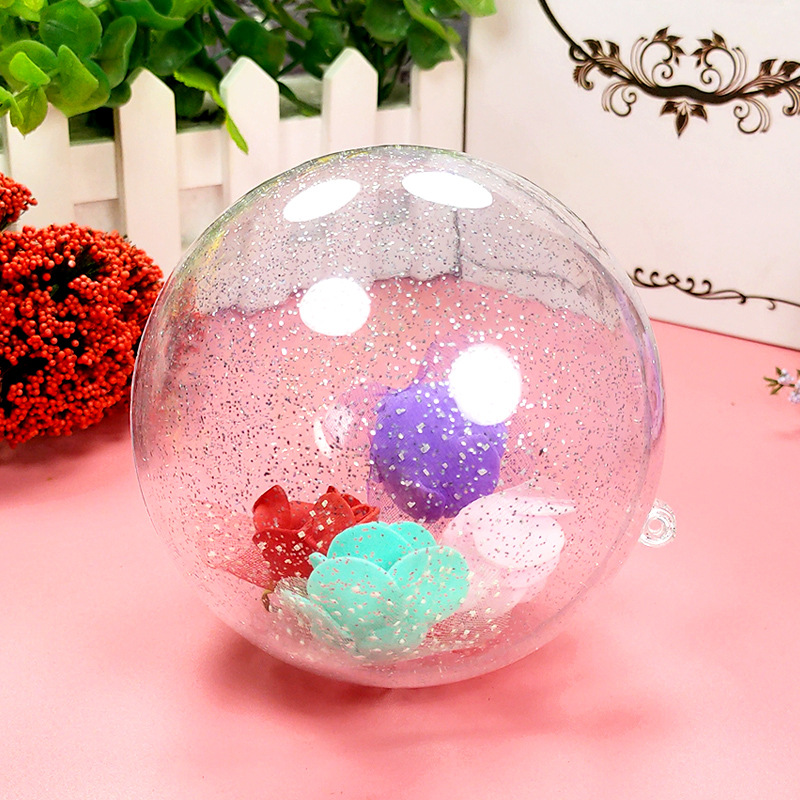 婚庆生日圣诞12m亮银粉高透明塑料球空心圆球喜糖盒节日圣诞挂件