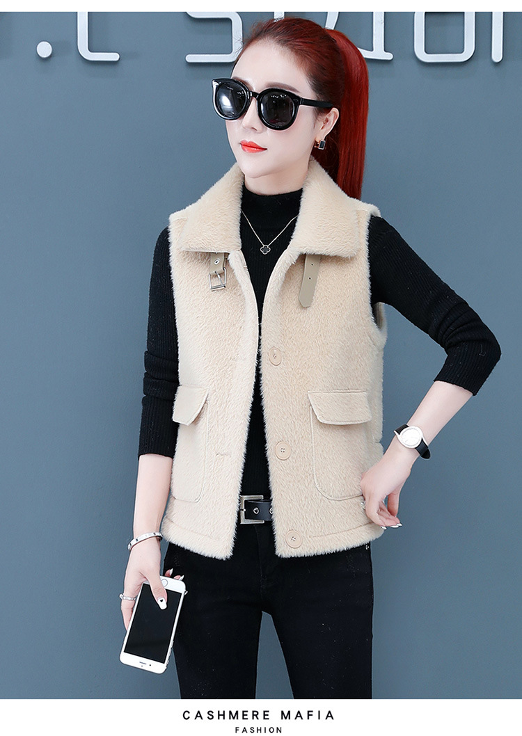 水貂绒马甲女加厚2020秋冬季小个子时尚百搭无袖皮毛一体马夹背心