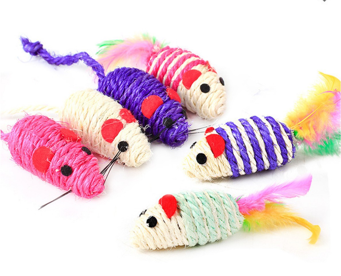 猫玩具球逗猫球猫咪自嗨用品剑麻毛线球猫线团耐咬羽毛老鼠