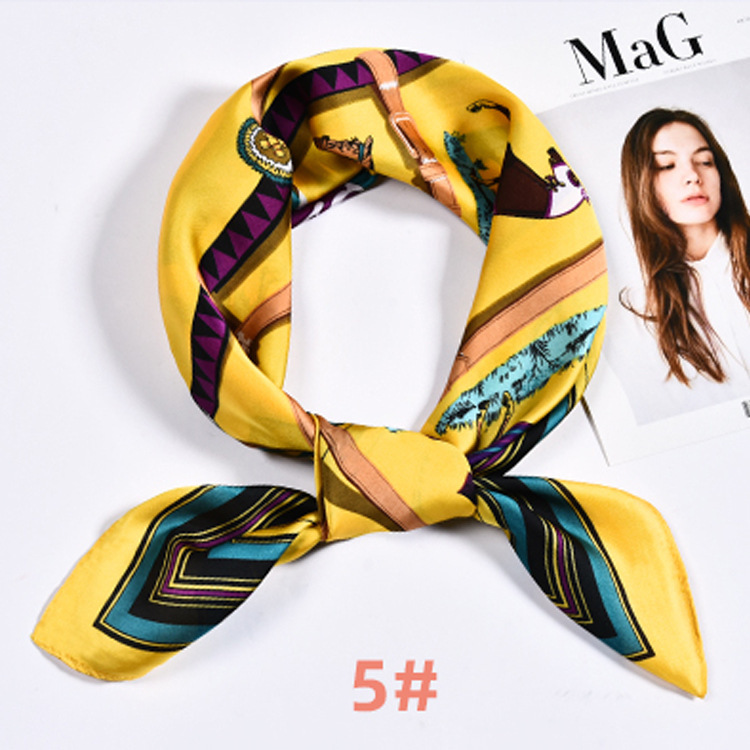 Factory Wholesale Spring New Elegant Graceful Versatile Small Square Towel Silk Scarf Korean Style Square Scarf Decoration Small Scarf Ladies