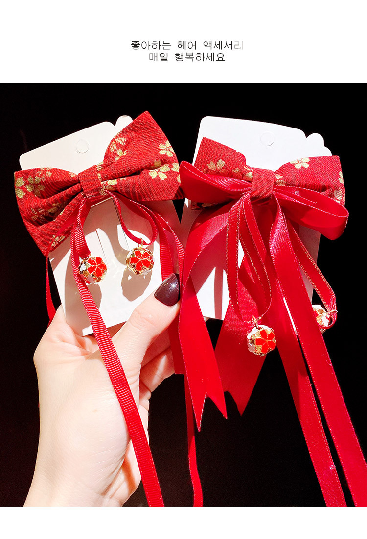 新年古风红色发夹 风少女鸭嘴夹发卡顶夹蝴蝶结气质发饰头饰