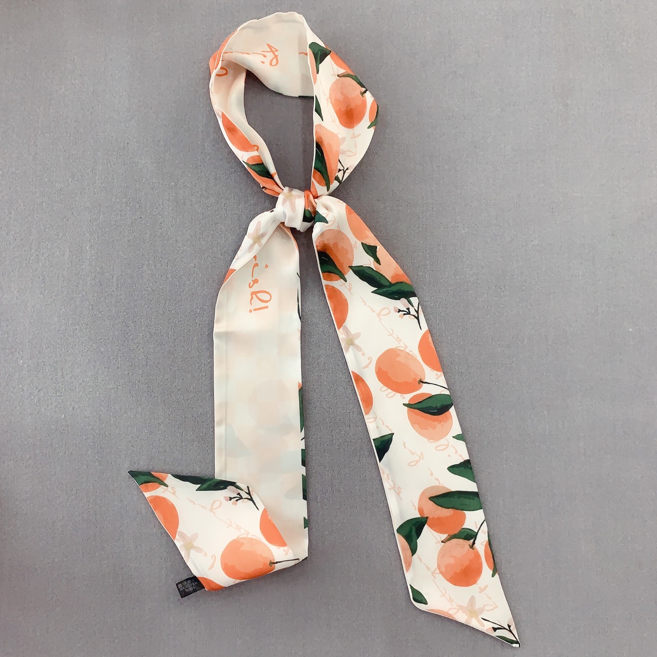 原创水果系列水蜜桃丝巾女小领巾细窄丝带发带chic头饰重启礼物