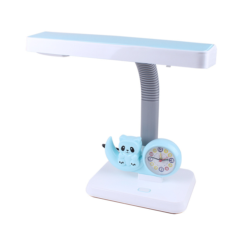 Liangjiu New Hot Sale Children's Eye Protection Desk Lamp Cartoon with Alarm Clock Desk Plug-in Reading Lamp Bedroom Bedside Lamp