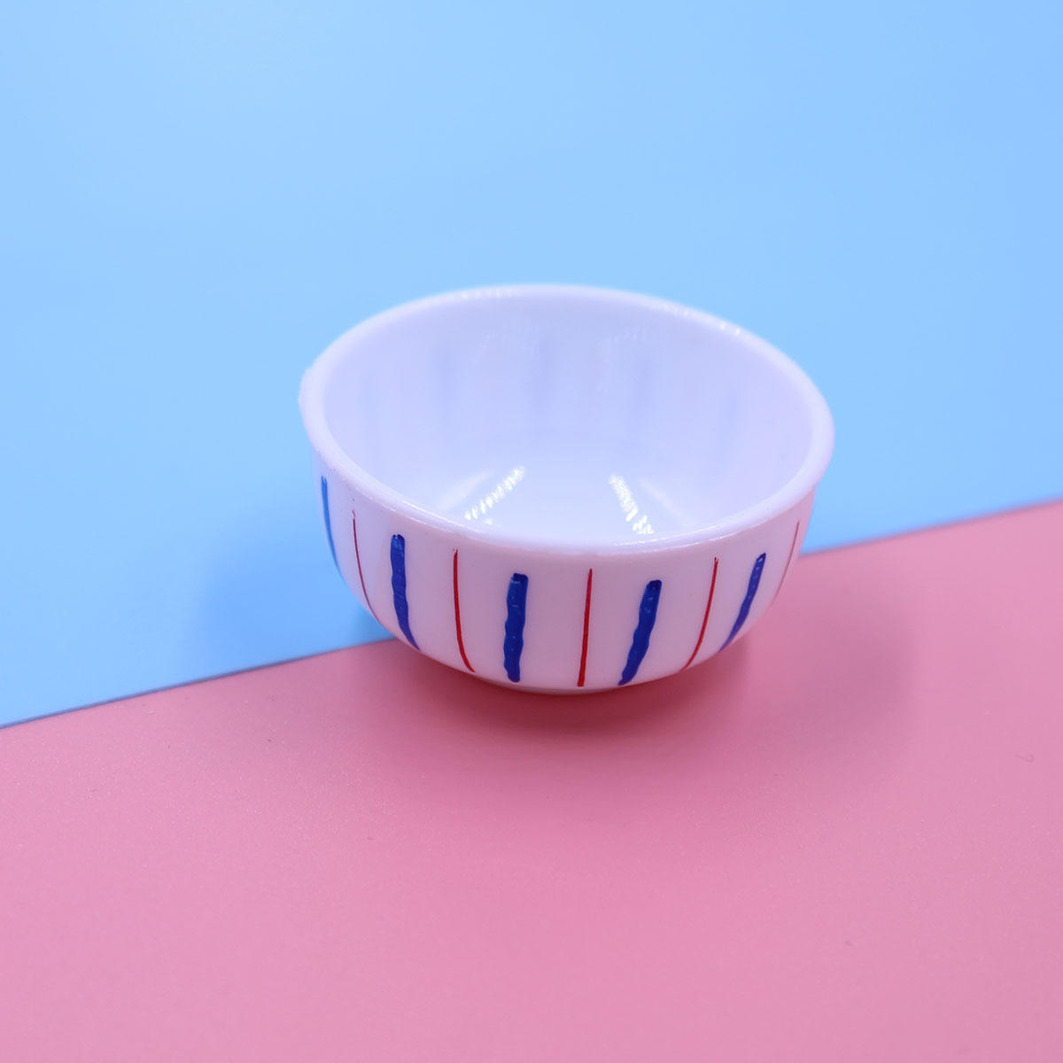 厂家直销古风青花瓷小碗diy食玩容器配件娃娃屋迷你蓝条塑料碗