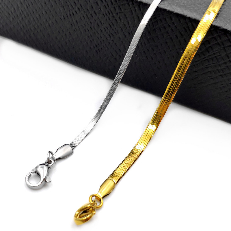 钛钢316l刀片链流行短嘻哈风片片链薄款加密蛇链电18k金玫瑰金