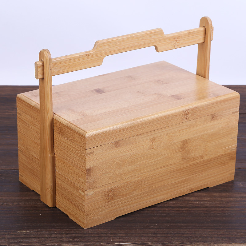 工厂可定制木制手提盒实木手提盒食盒木质收纳盒新中式手提盒多层