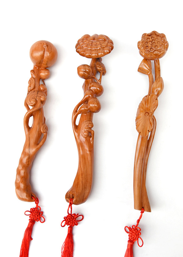 鸿运阁桃木如意棒健身敲背按摩如意棒