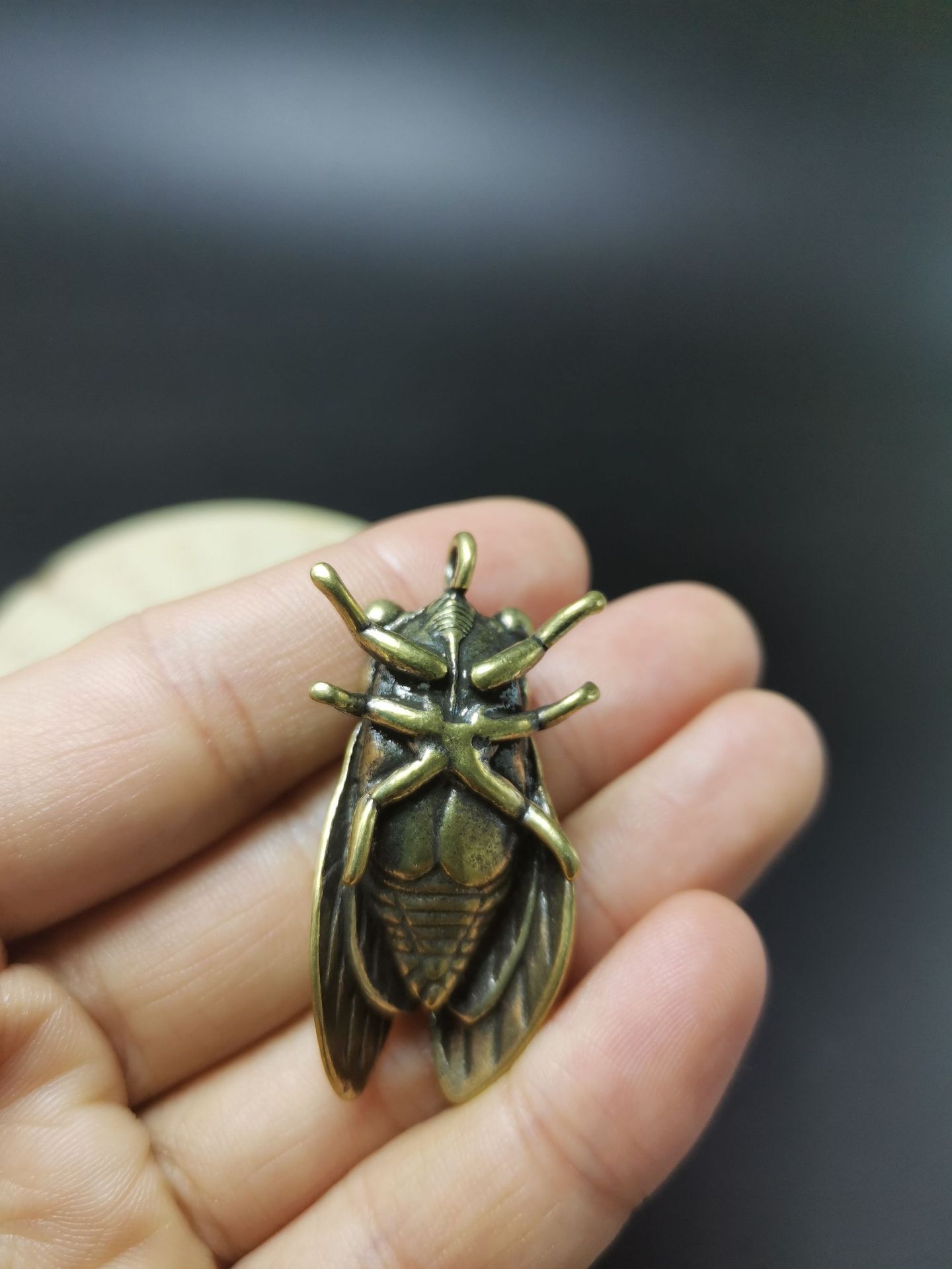 厂家直销一鸣惊人知了蝉铜挂件铜配件 复古金属汽车钥匙扣铜摆件