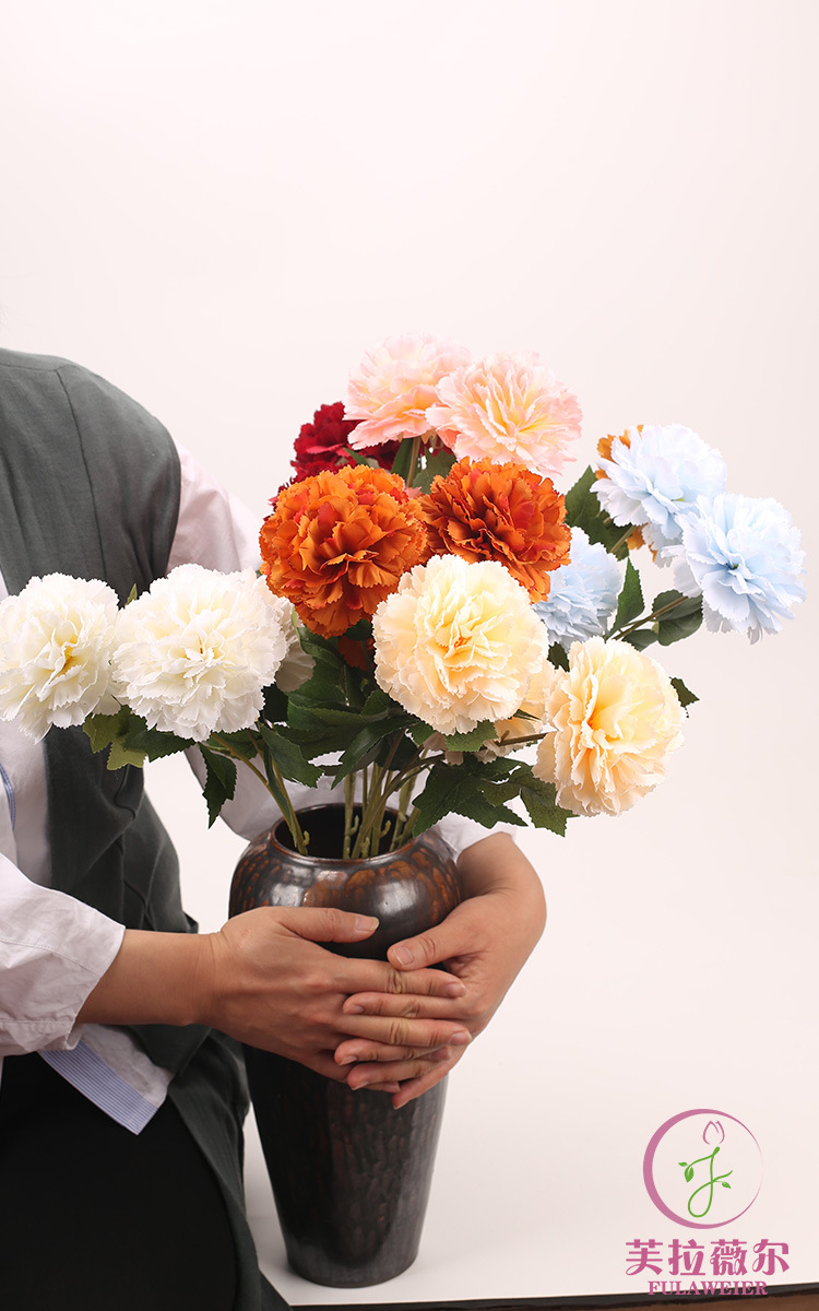 3头牡丹球假花婚庆软装芙蓉插花婚礼绢花球球牡丹花批发零售